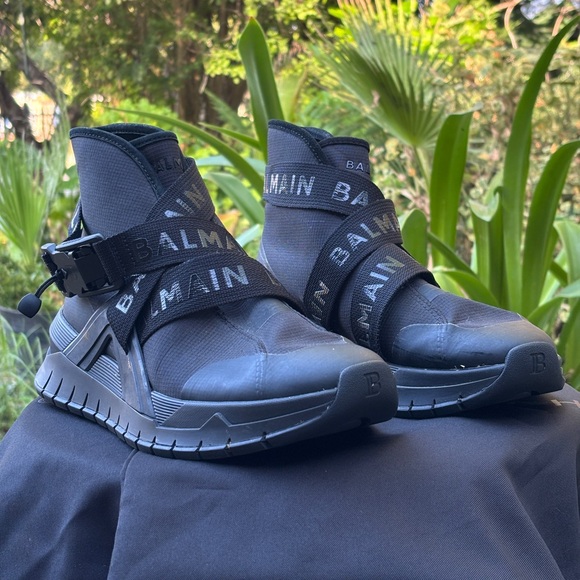 Balmain 38 b-troop high-top sneakers logo - Picture 1 of 7
